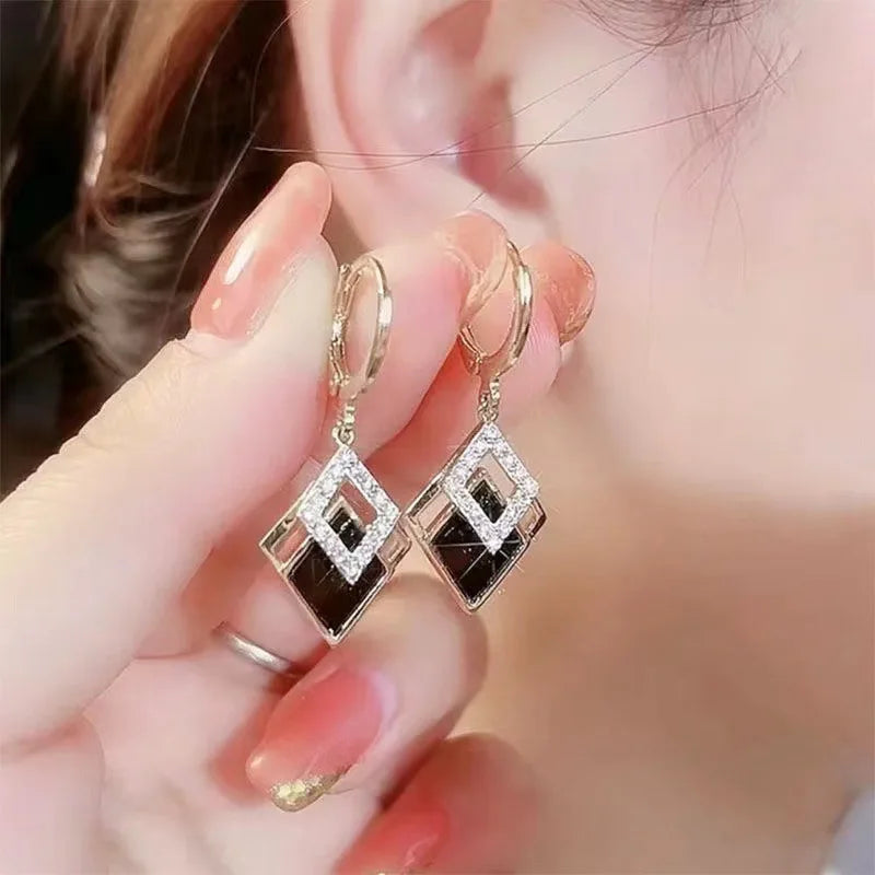 High Quality Crystal Zircon Round Opal Hollow Long Tassel Water Droplets Earrings New Women's Fashion Jewelry Romantic Girl Gift