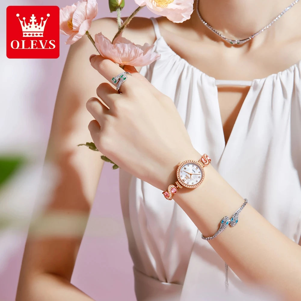 OLEVS 5633 Round-Dial Fashion Quartz Watch Stainless Steel Watchband Wristwatch with Calendar - Elegant Gift for Him Or Her