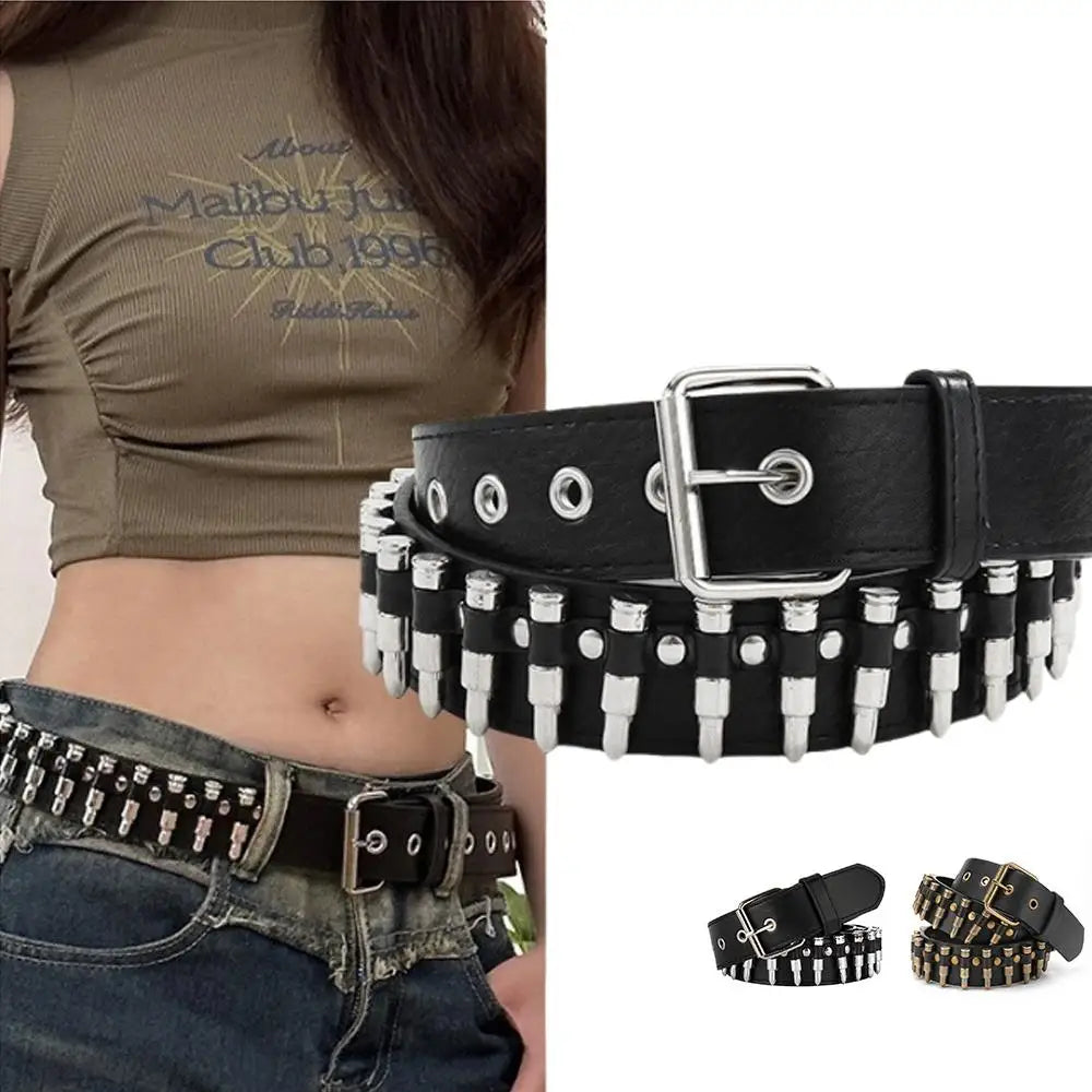 Rivet Hollow Bullet Decoration Belt Goth Rock Hardware Jeans Belt Y2K Waistband Designer Belt Women Jeans Punk Black Belts