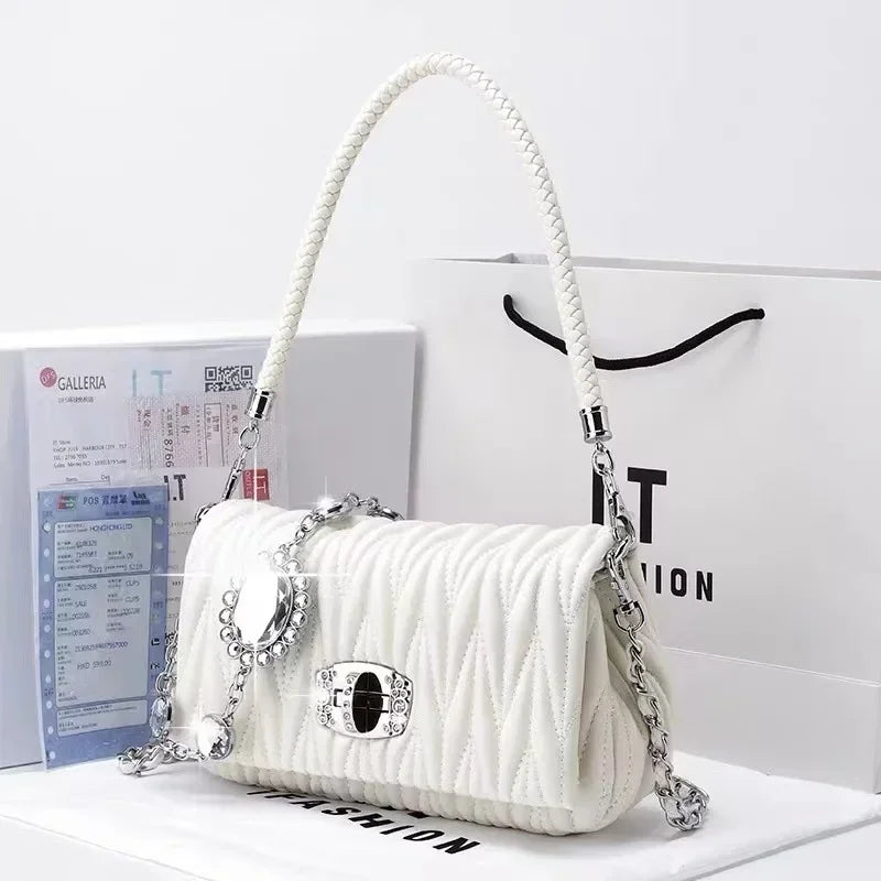 Women Bags Luxury Designer Purses and Handbags Rhinestone Chain Flap Crossbody Small Square Bag Casual Shoulder Messenger Bags