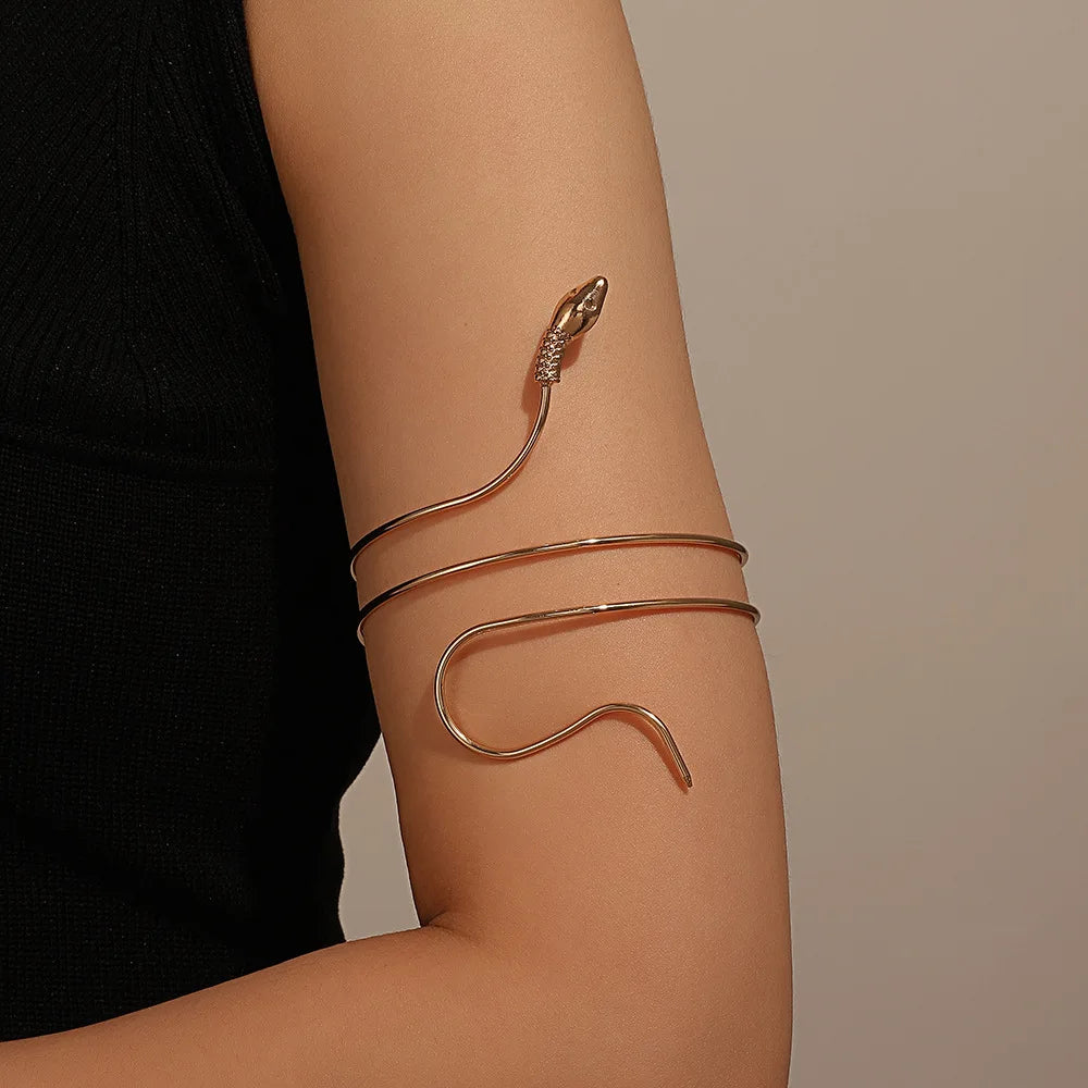 1PCS Punk Coiled Snake Spiral Upper Arm Cuff Armlet Armband Bangle Women Jewelry Egypt Swirl Snake Arm Cuff Armlet