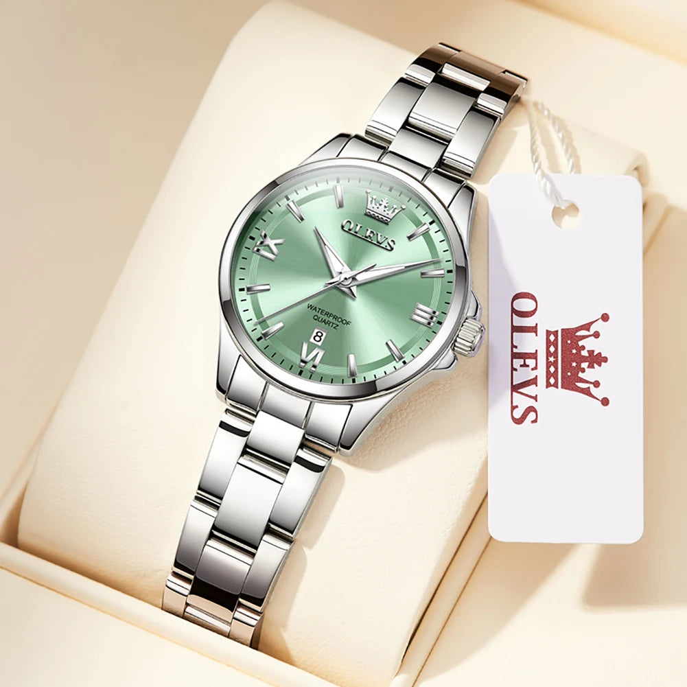 OLEVS Luxury Quartz Watch for Women Elegant Stainless Steel Women's Watches Gifts Waterproof Fashion Trend Simple Ladies Watch