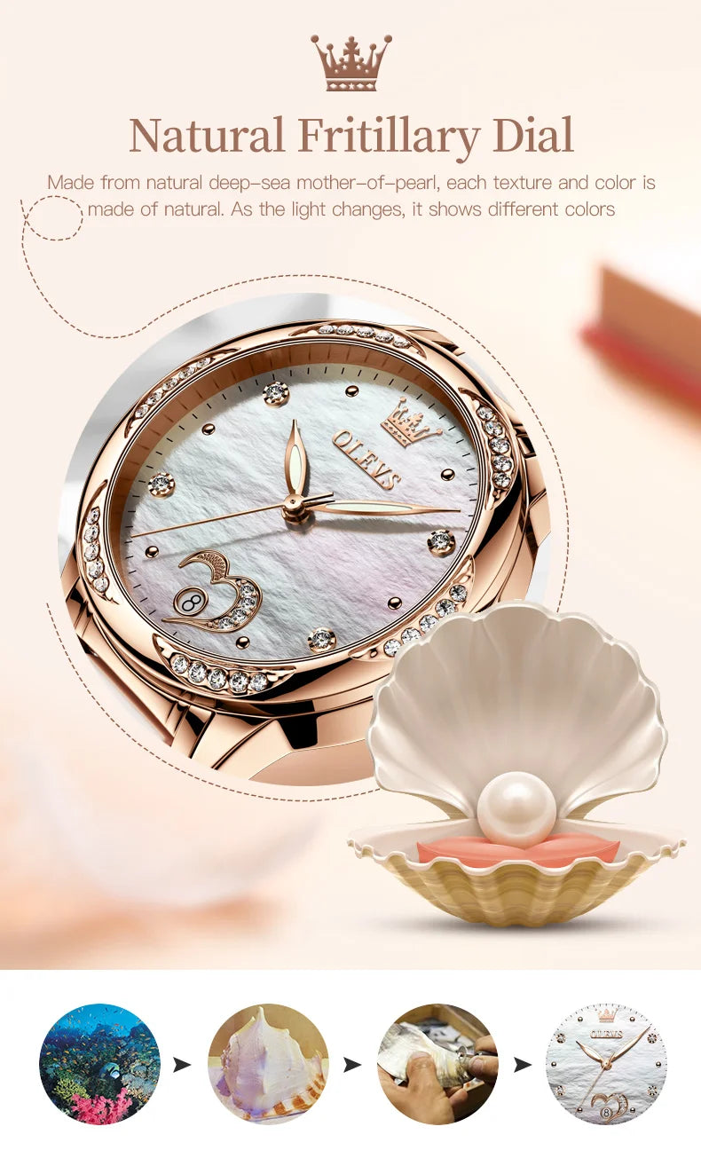 OLEVS Ladies Watch Woman Luxury Fashion Waterproof Watch for Women Watches Ceramic Automatic Mechanical Clock Gift Relogio