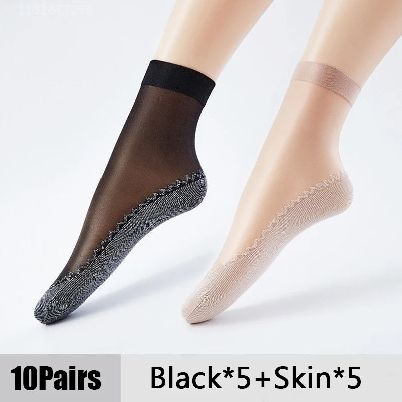 10 Pairs Women Socks Soft Socks Woman Summer Ultrathin Breathable Sock Casual Lightweight Female Transparent Boat Socks