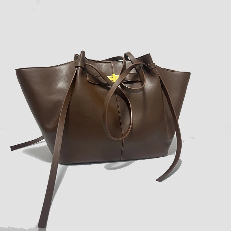 Brand Wing Shaped Handbag Luxury Gold Lock Buckle Design Tote Bag Women Large Capacity Shopping Bag Elegant Commute Underarm Bag
