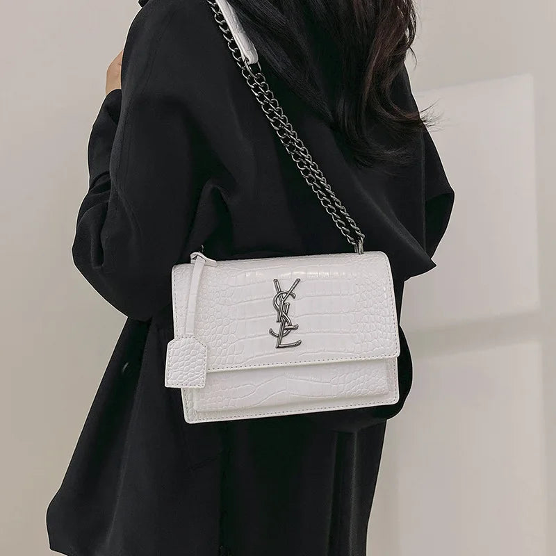 2026 new bag high-end crocodile pattern retro chain bag fashionable single shoulder crossbody bag