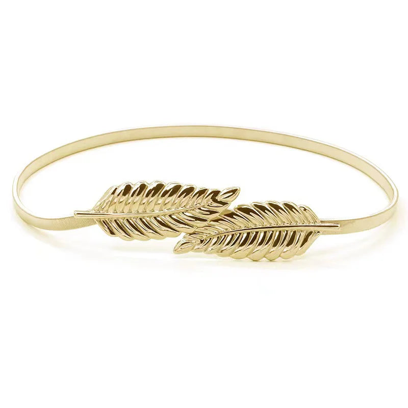 Women Elastic Leaf Waist Belt Waistband For Dress Skirts Jeans Pant Body Chain Belt