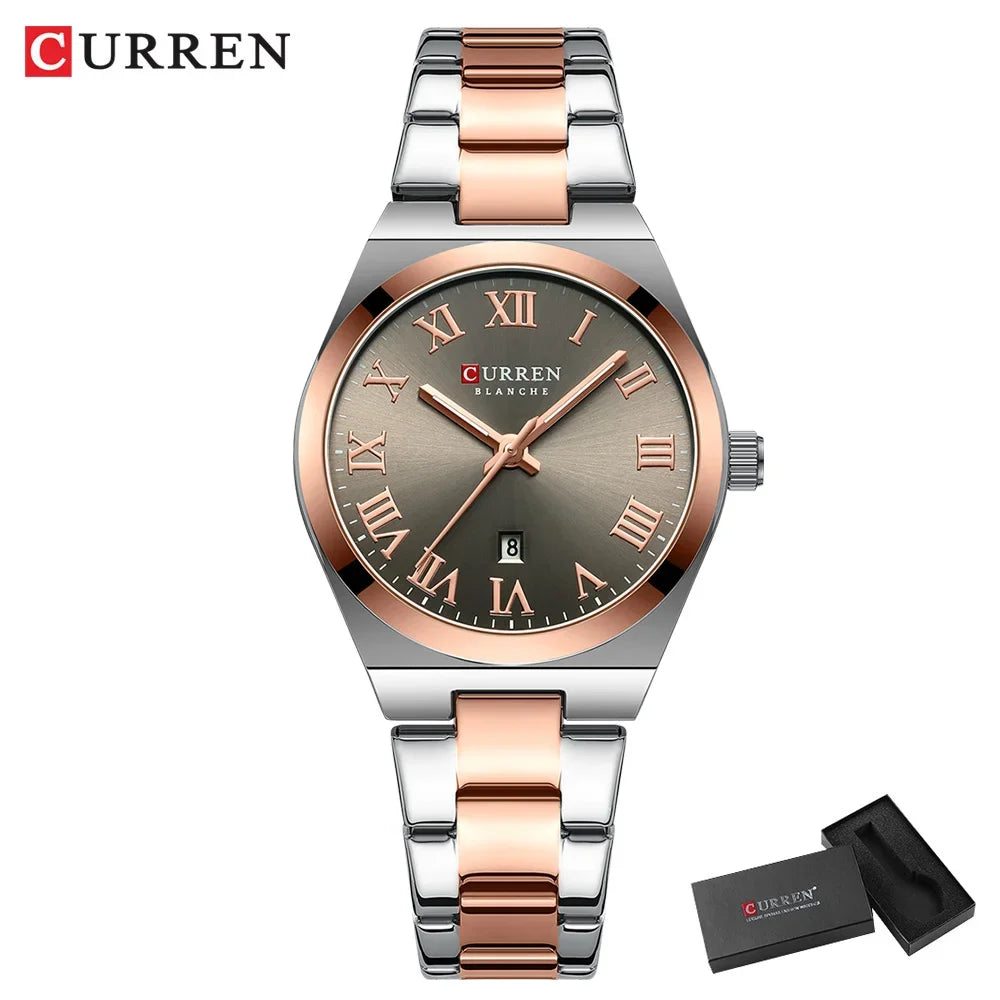 CURREN Watch Women,Watches for Women,Ladies Watches,Waterproof Fashion Dress Stainless Steel Bracelet Analog Watches Date