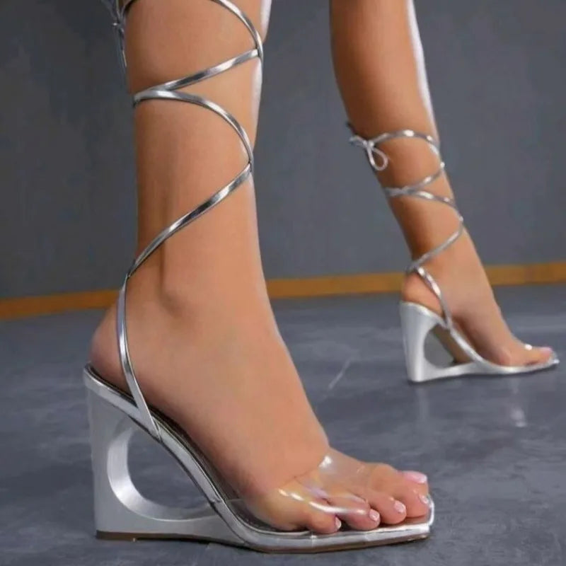 Pumps Women Heeled Sandals 2024 Summer New Square Toe Slingbacks Women Sexy High Heels Dress Party Thin Heels Sandalias De Mujer