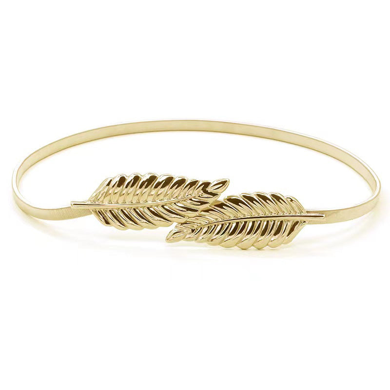 Women Elastic Leaf Waist Belt Waistband For Dress Skirts Jeans Pant Body Chain Belt