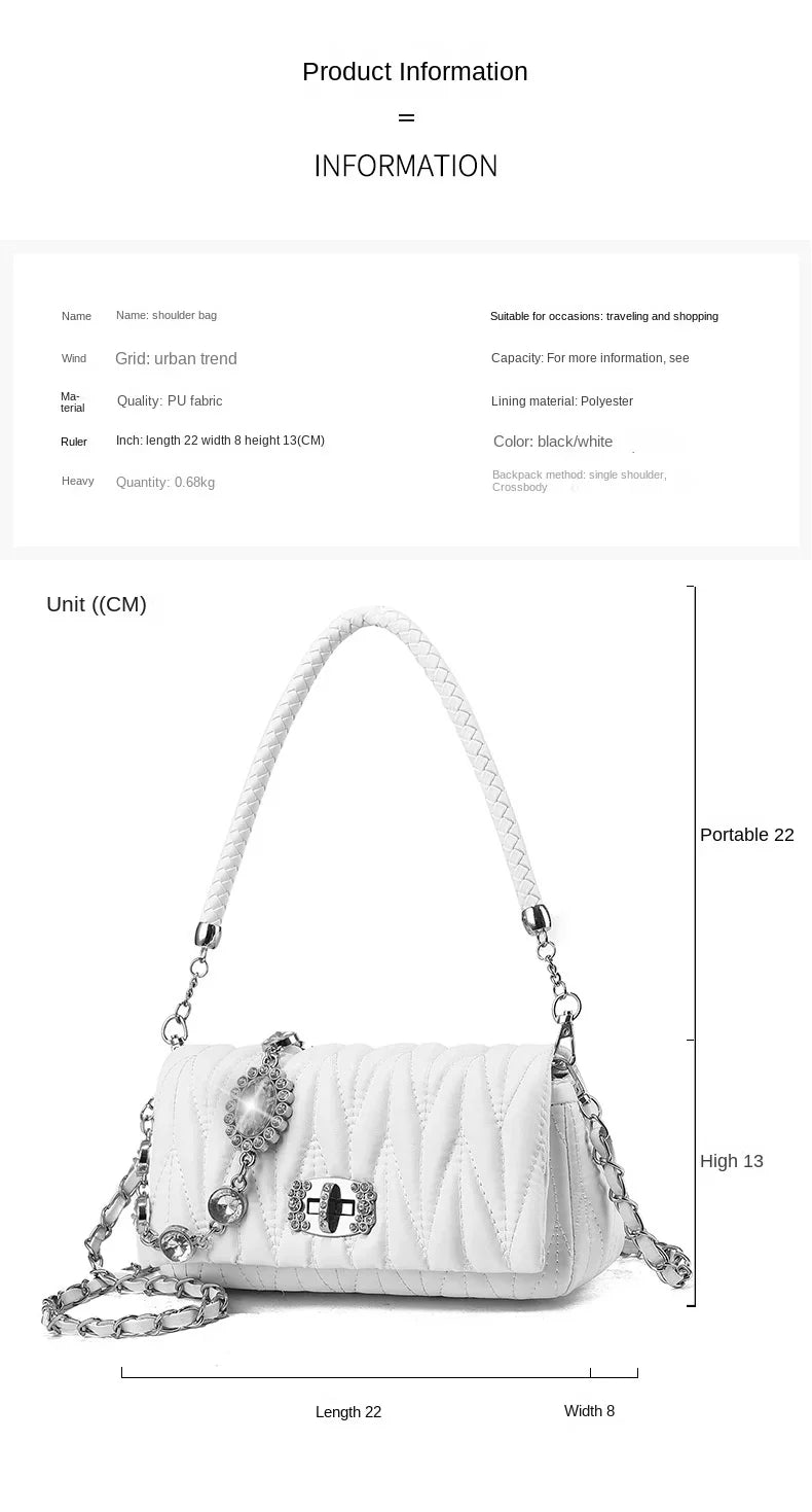 Women Bags Luxury Designer Purses and Handbags Rhinestone Chain Flap Crossbody Small Square Bag Casual Shoulder Messenger Bags