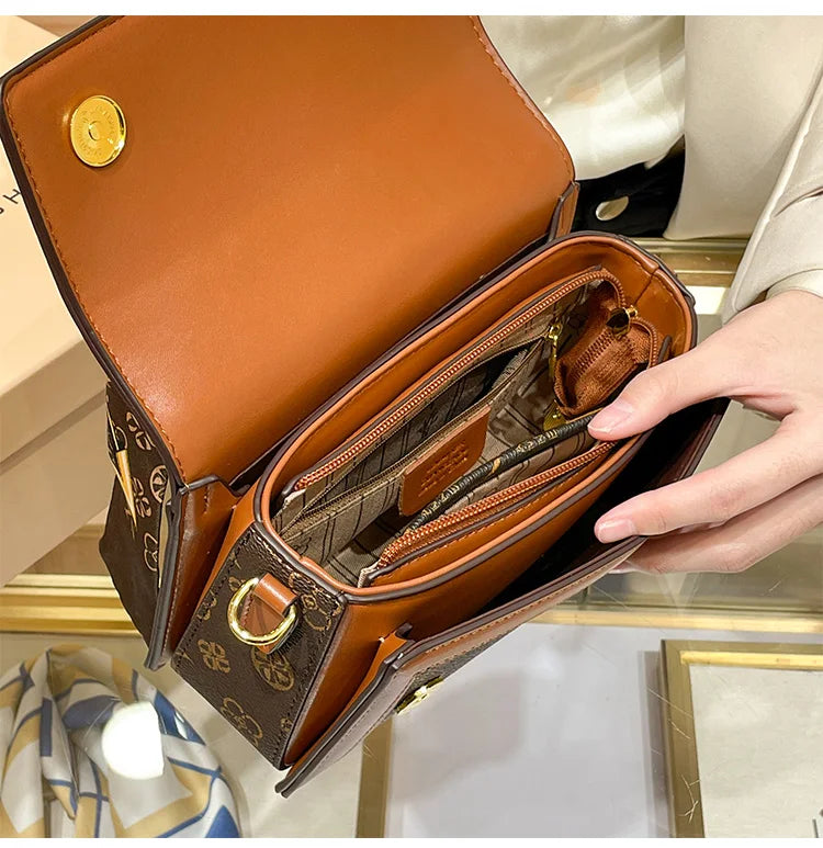 Brand women's handbag 2025 new autumn and winter designer shoulder crossbody bag fashionable and high-end small square bag