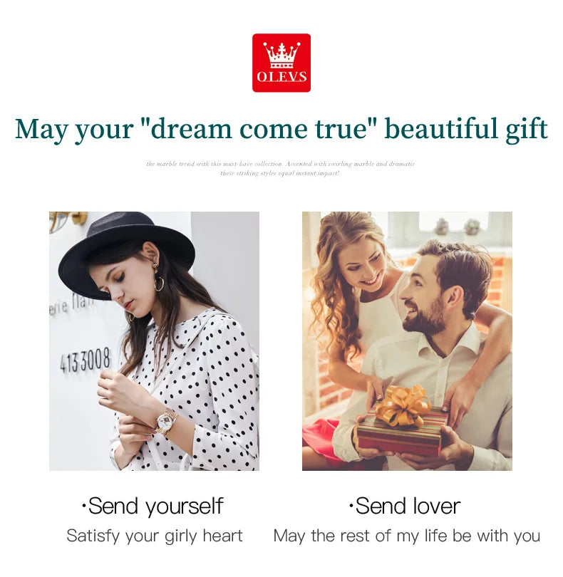 OLEVS New Women Luxury Jewel Quartz Watches Waterproof Stainless Steel Strap Watch For Women Fashion Date Clock Diamond Mirror