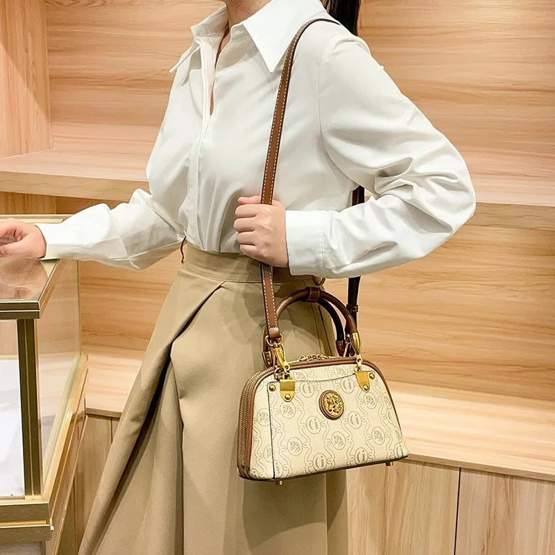 Light luxury brand women's handbag 2025 new retro versatile high-end lightweight single shoulder crossbody bag shell bag
