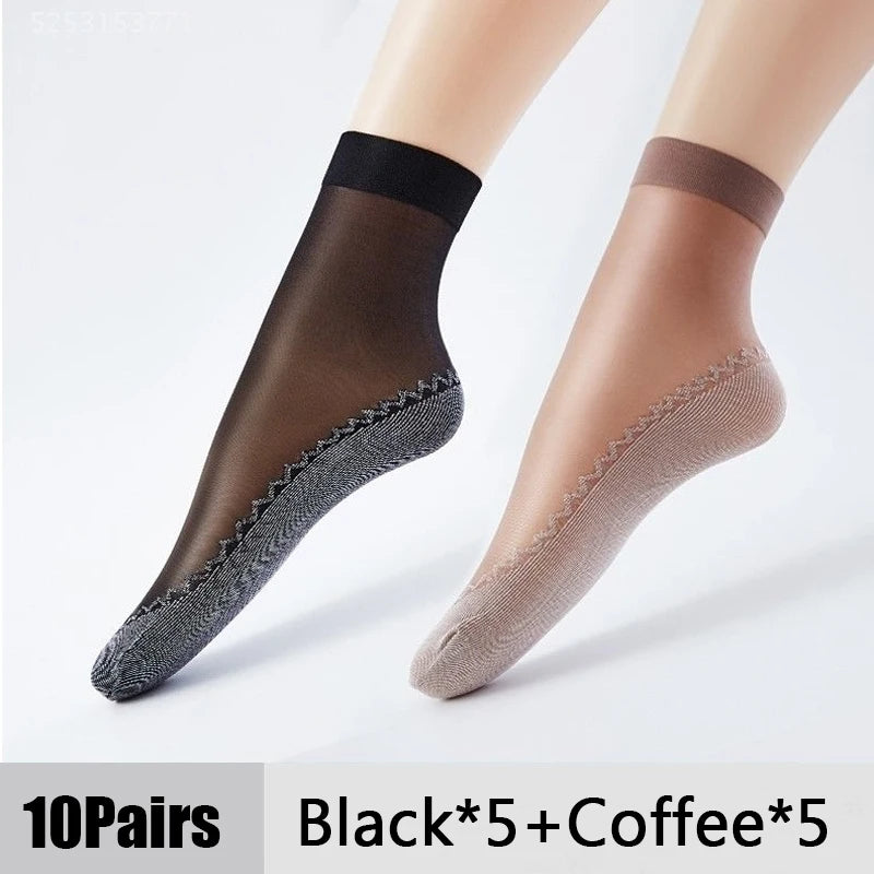 10 Pairs Women Socks Soft Socks Woman Summer Ultrathin Breathable Sock Casual Lightweight Female Transparent Boat Socks