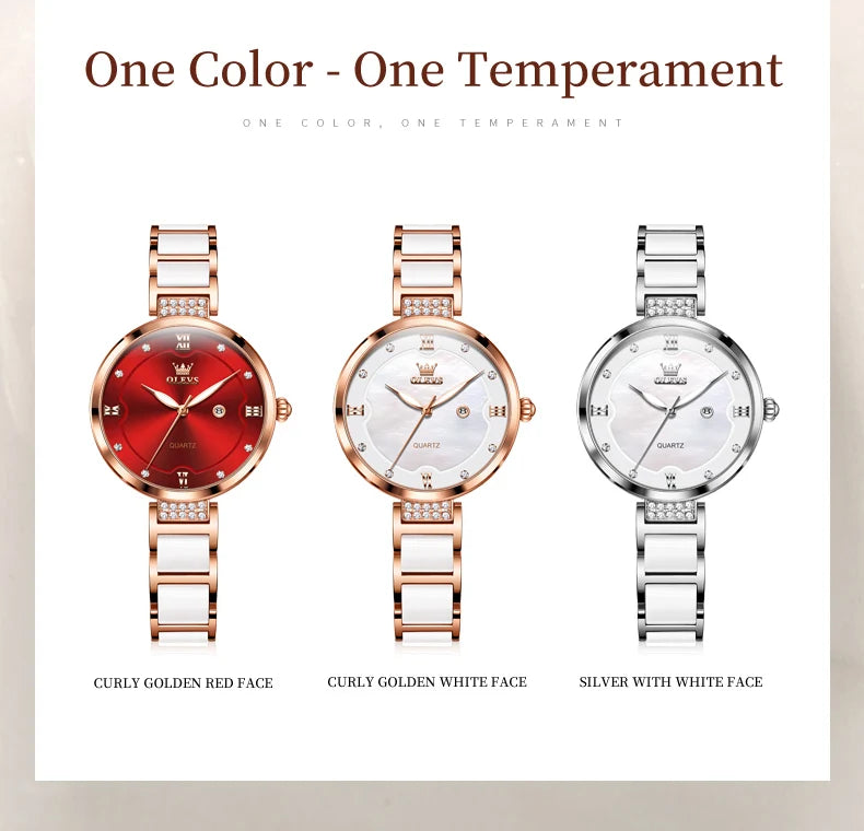 OLEVS 5589 Top Luxury Diamond Quartz Women Watch Fashion Elegant Rose Gold Waterproof Women Watch Brand Bracelet Set Reloj Mujer