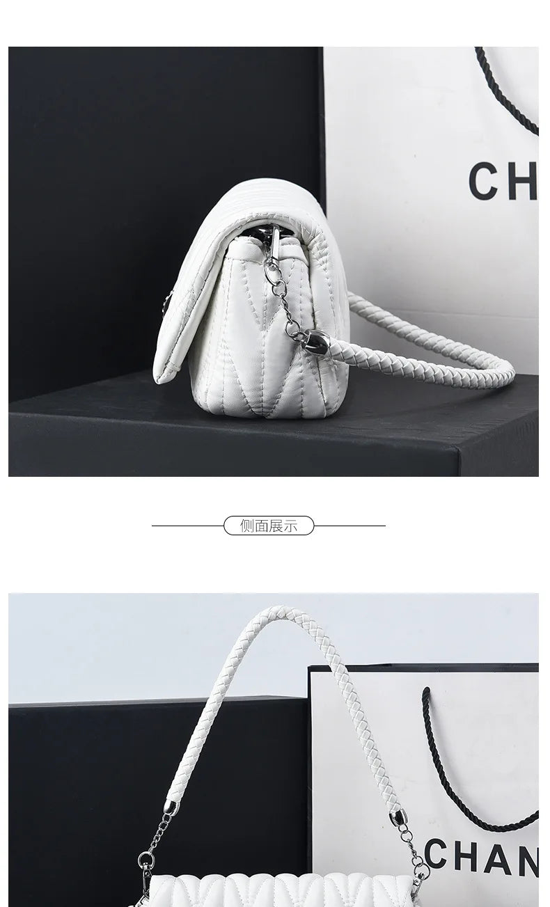 Women Bags Luxury Designer Purses and Handbags Rhinestone Chain Flap Crossbody Small Square Bag Casual Shoulder Messenger Bags