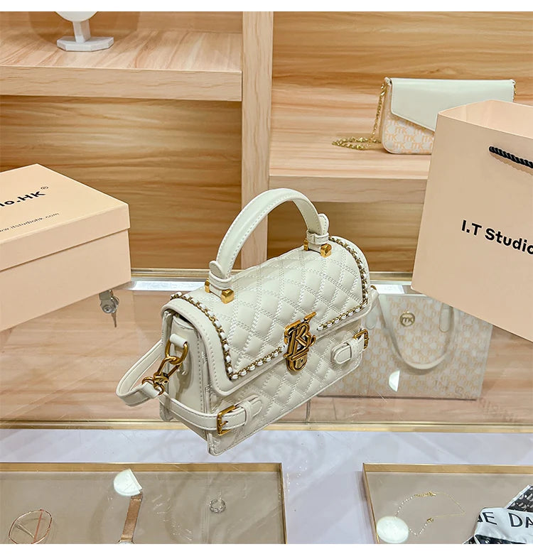 Women's handbag genuine leather carrying small square bag 2024 new high-end designer spring/summer crossbody shoulder bag