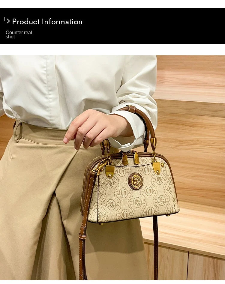 Light luxury brand women's handbag 2025 new retro versatile high-end lightweight single shoulder crossbody bag shell bag