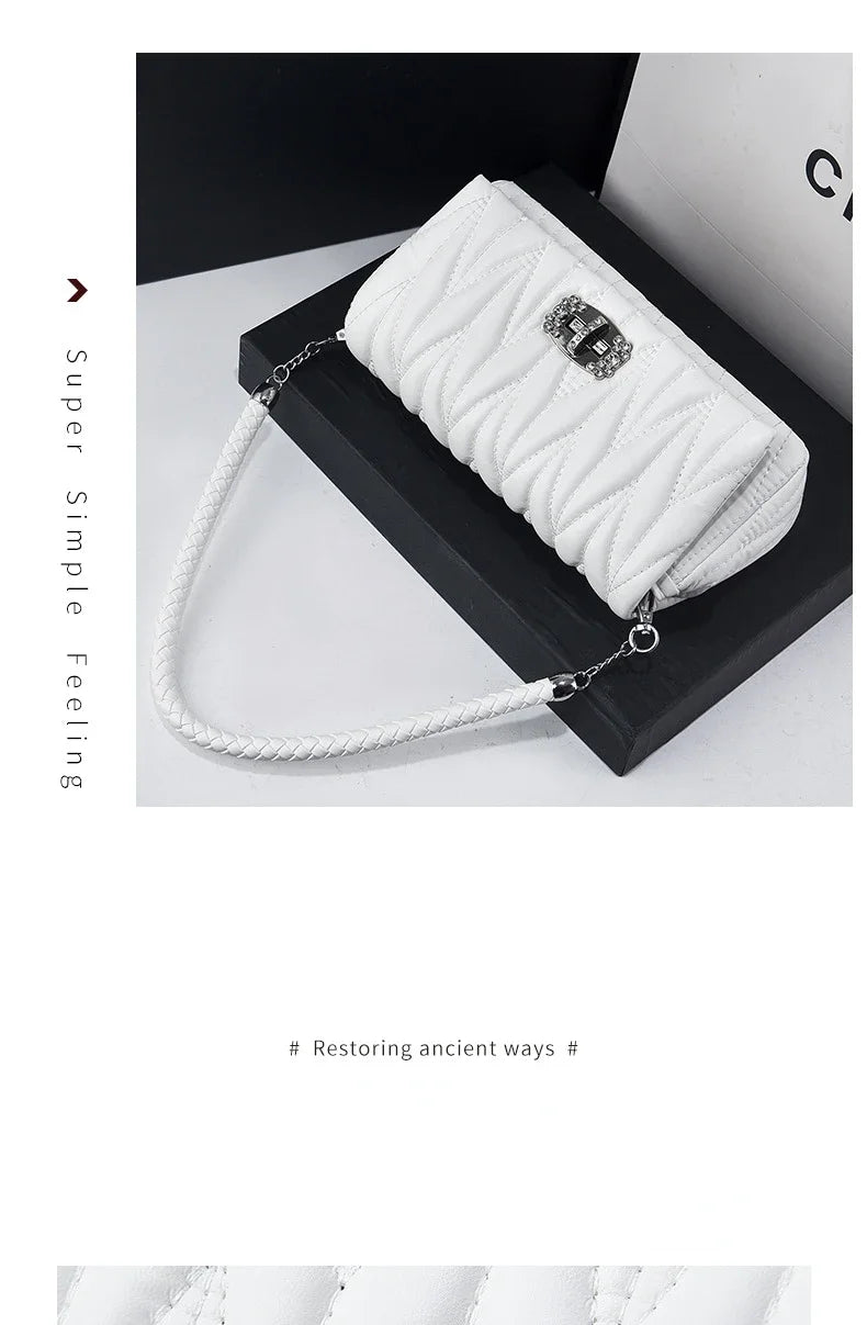 Women Bags Luxury Designer Purses and Handbags Rhinestone Chain Flap Crossbody Small Square Bag Casual Shoulder Messenger Bags