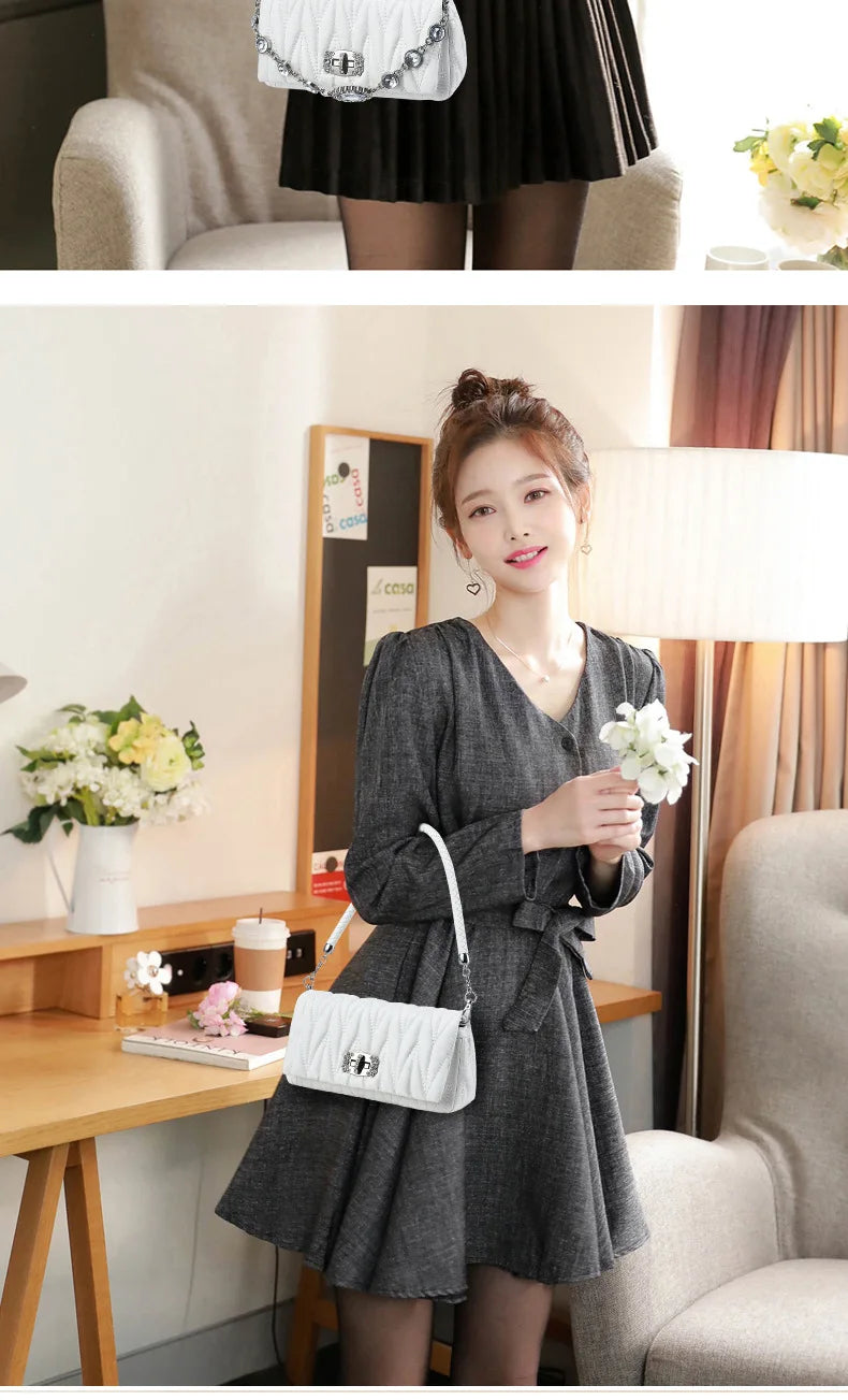 Women Bags Luxury Designer Purses and Handbags Rhinestone Chain Flap Crossbody Small Square Bag Casual Shoulder Messenger Bags