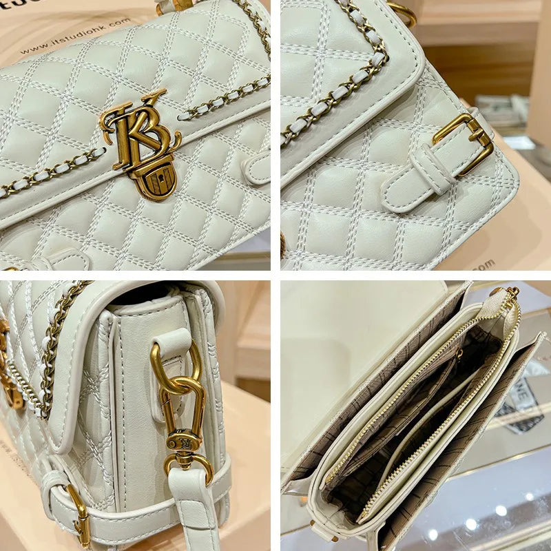 Women's handbag genuine leather carrying small square bag 2024 new high-end designer spring/summer crossbody shoulder bag