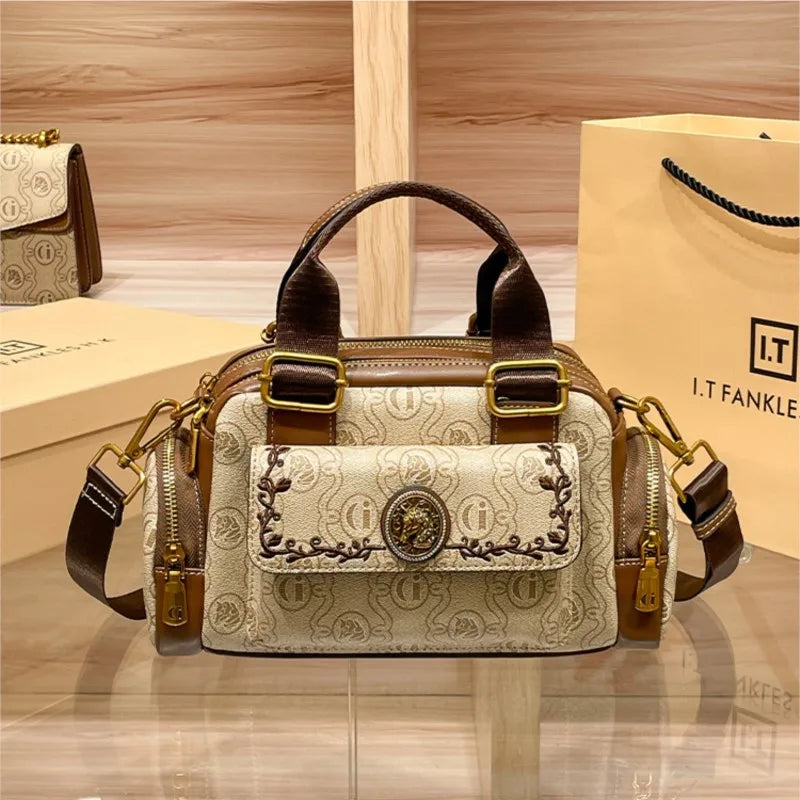Women's Handbag 2025 New Brand Genuine Leather Handbag Designer High Quality Retro Single Shoulder Oblique Cross Pillow Bag