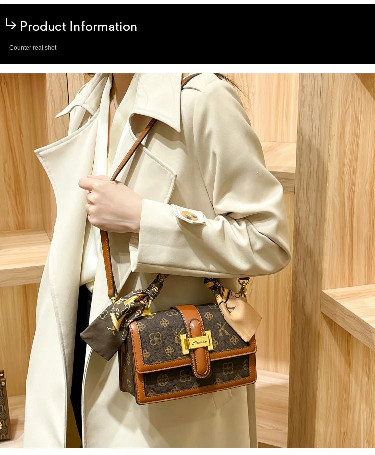 Brand women's handbag 2025 new autumn and winter designer shoulder crossbody bag fashionable and high-end small square bag