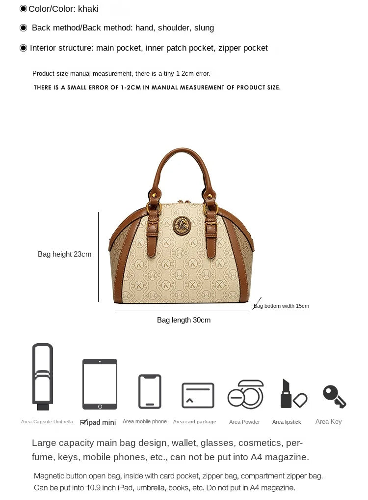Women's handbag, fashionable and luxurious brand handbag, new 2025 high-end leather shoulder bag, designer retro crossbody bag