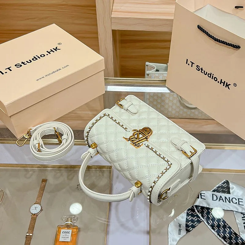 Women's handbag genuine leather carrying small square bag 2024 new high-end designer spring/summer crossbody shoulder bag