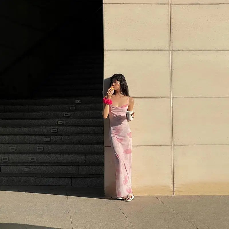 French Sexy Double-layer Gauze Sling Dress Female Summer Spice Girl Slim Hip Dress