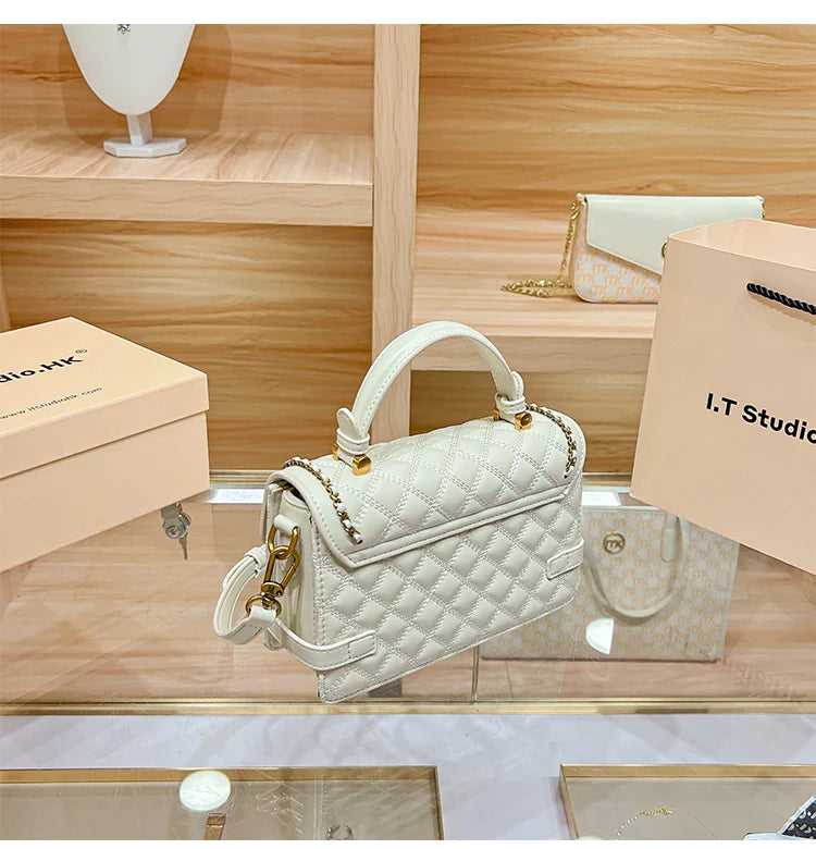 Women's handbag genuine leather carrying small square bag 2024 new high-end designer spring/summer crossbody shoulder bag