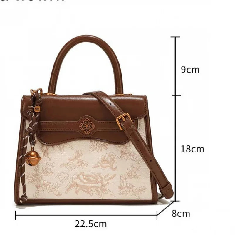 Office Bag Forbidden City Cultural Series Textured Pan Jiangnan Small Square Bag National Style Handbag Women's Shoulder Crossbo