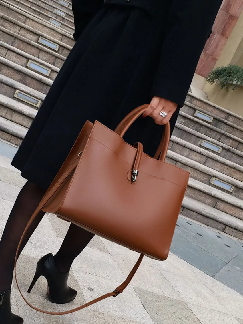 Leather women's bag, light luxury new tote bag, large capacity casual shoulder bag, crossbody bag, luxurious handbag
