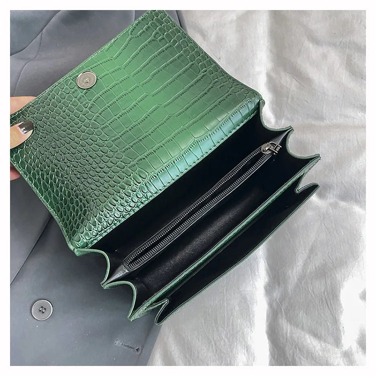 2026 new bag high-end crocodile pattern retro chain bag fashionable single shoulder crossbody bag