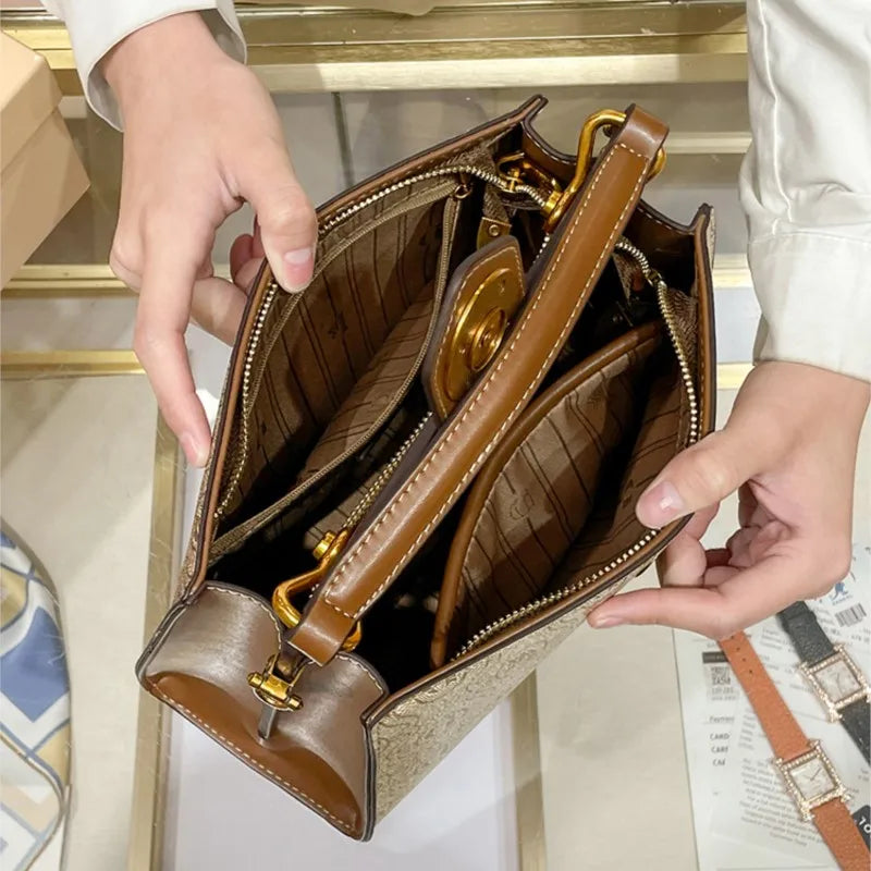 Light luxury brand women's handbag 2024 spring/summer new designer high-quality shoulder bag with contrasting color crossbody