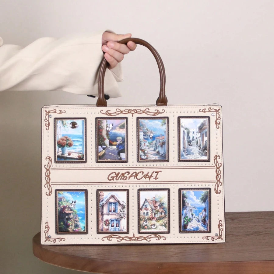 Cross-border European and American fashion exquisite tarot card pattern inlaid diamond embroidery handbag square bag