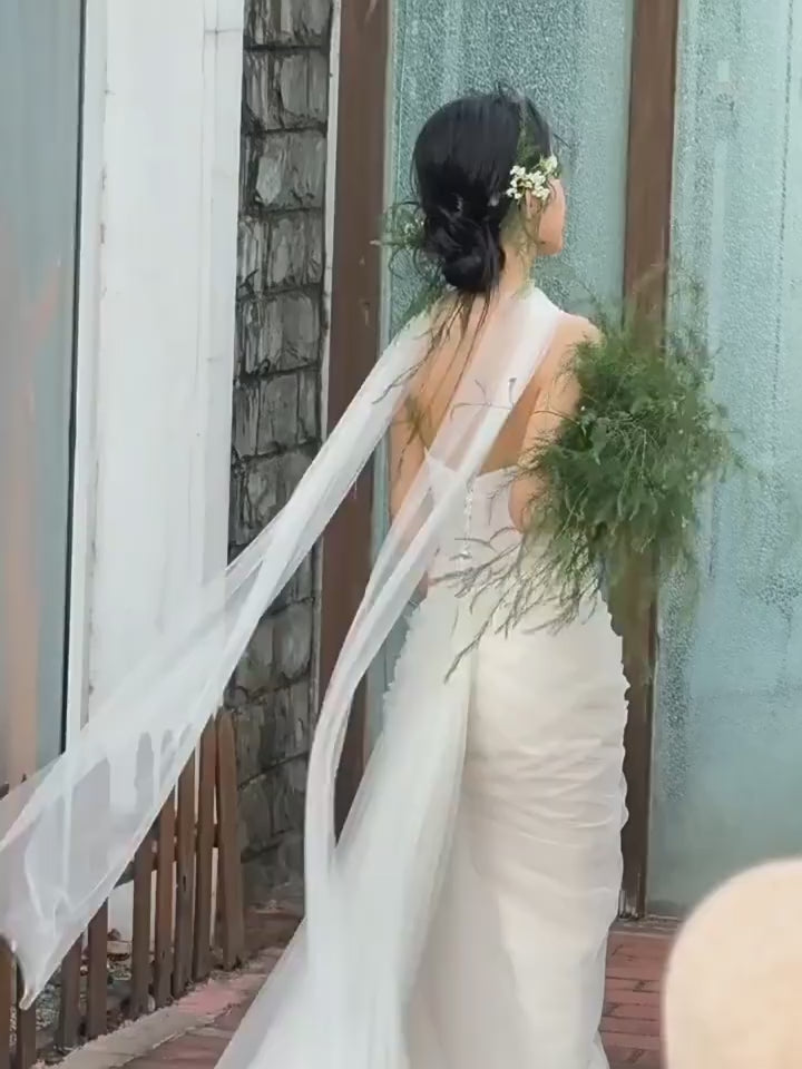 Long burgundy bridal scarf silk scarf ribbon neck veil shawl wedding dress morning robe travel photography accessories