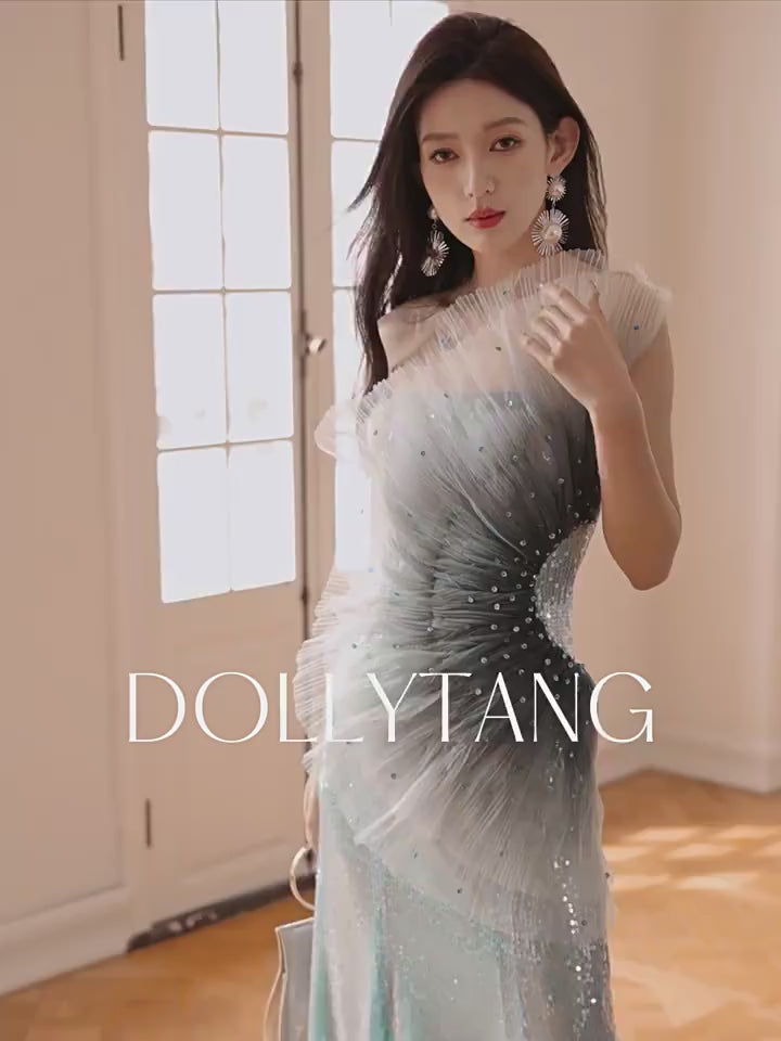 Sugar Beauty Deep Sea Mermaid 3D Mesh Sequin Dress Birthday Dress Coming of Age Dress