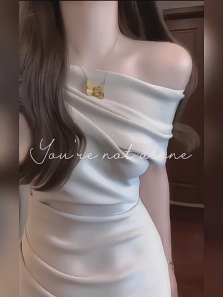 Red Off-Shoulder One-Shoulder Fitted Midi Dress for Women, Summer French Bridal Engagement Party Dress, Party Skirt