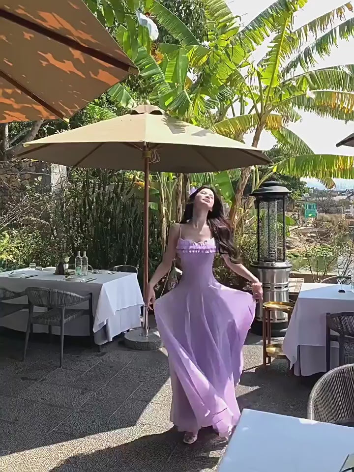 Dopamine Purple Dress 2025 New Style Popular This Year Extremely Beautiful Yunnan Seaside Chiffon Vacation