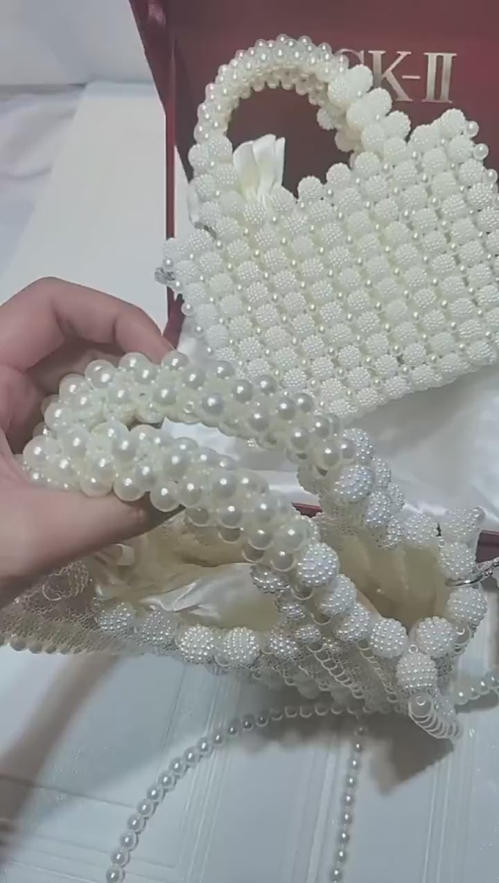 DIY Bayberry Pearl Beaded Bucket Small Square Bag Materials Acrylic Beads Hand woven Women s Handbag Finished Product