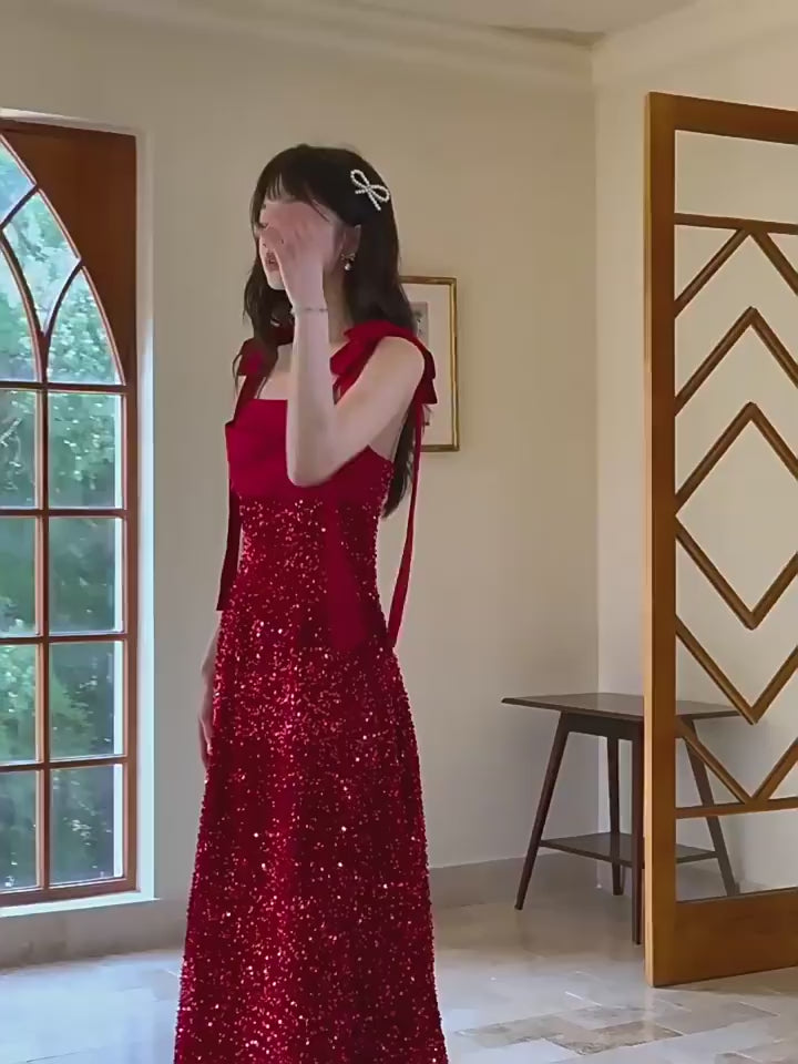 2026 New Bridal Toast Dress for Summer Weddings—Wine Red Satin Backless Slip Evening Gown, Elegant Style Engagement Dress for High-End Brides