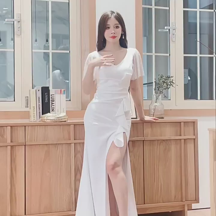 Long evening dress for women nightclub KTV nightclub hostess long dress bathhouse sauna technician uniform